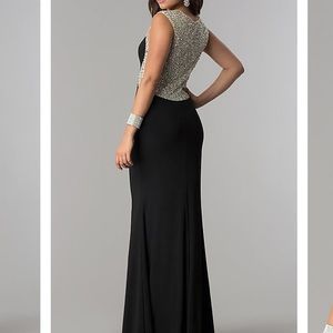 Black embellished beaded prom dress